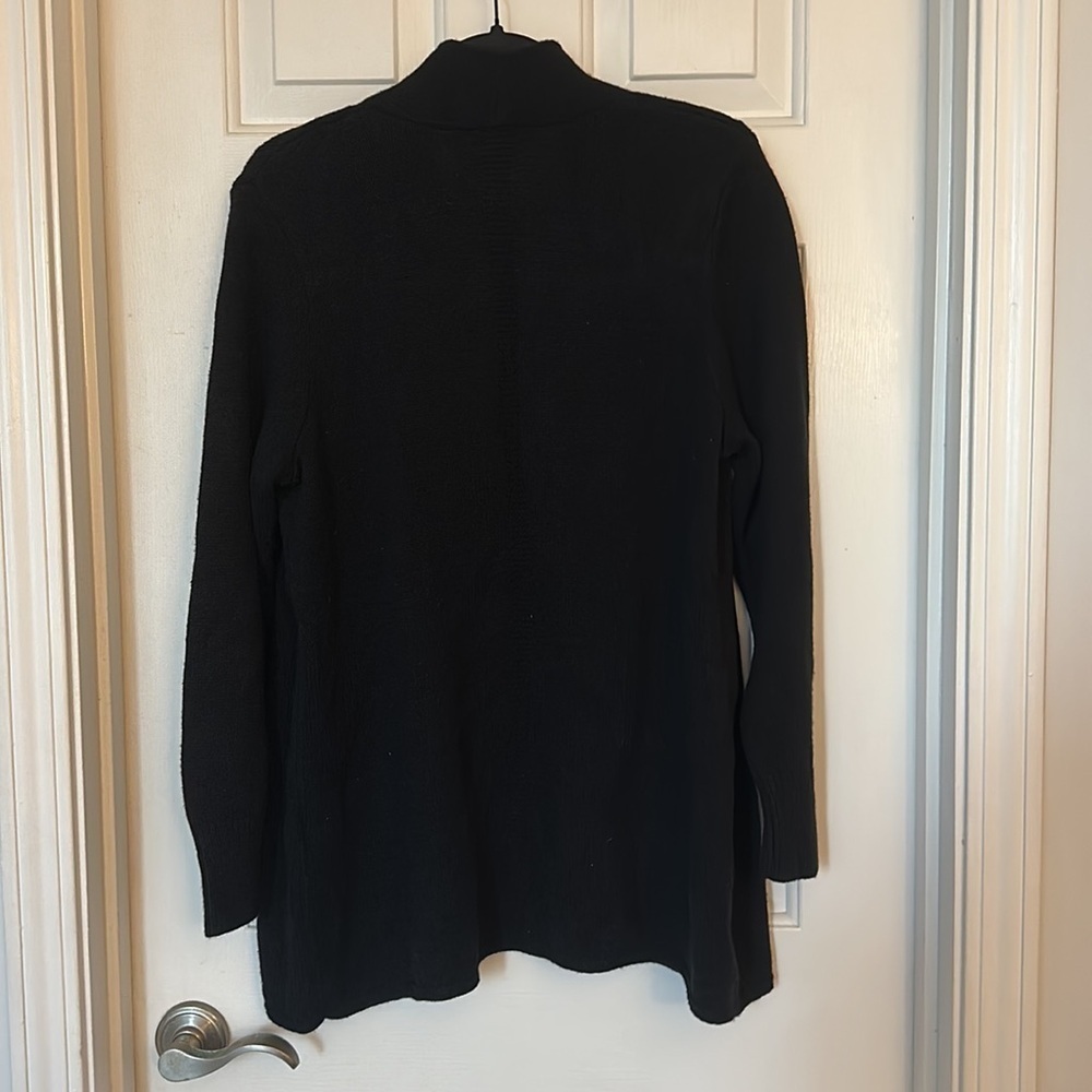 J Jill black shawl collar open front cardigan black medium petite - Picture 3 of 5